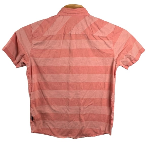 Patagonia Mens M Orange Striped Organic Cotton Short Sleeve Button Sown Shirt - Picture 3 of 6